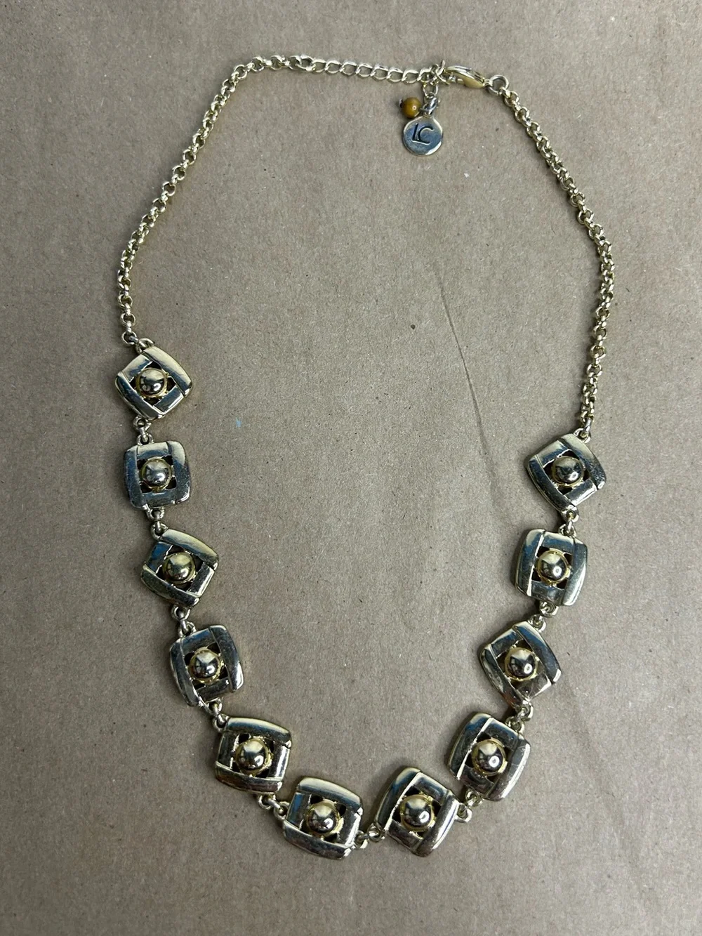 5 for $25🔥Retro Glam Square Silver Toned Necklace